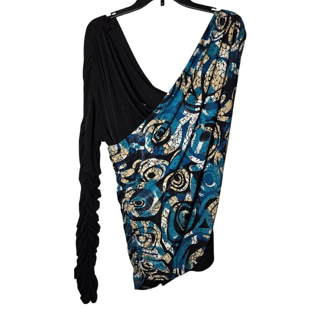 Yummy Ruched Sleeve Top Plus 3X Y2K Glam Stretch Club Asymmetric Night Out